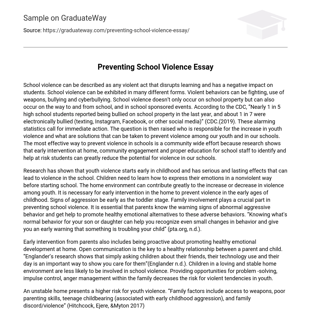 Preventing School Violence Essay