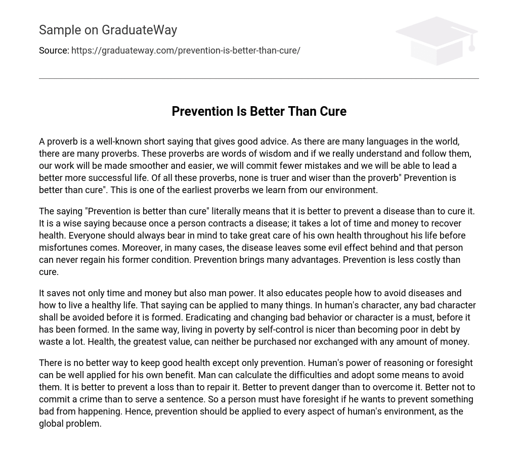 prevention is better than cure essay 450 words