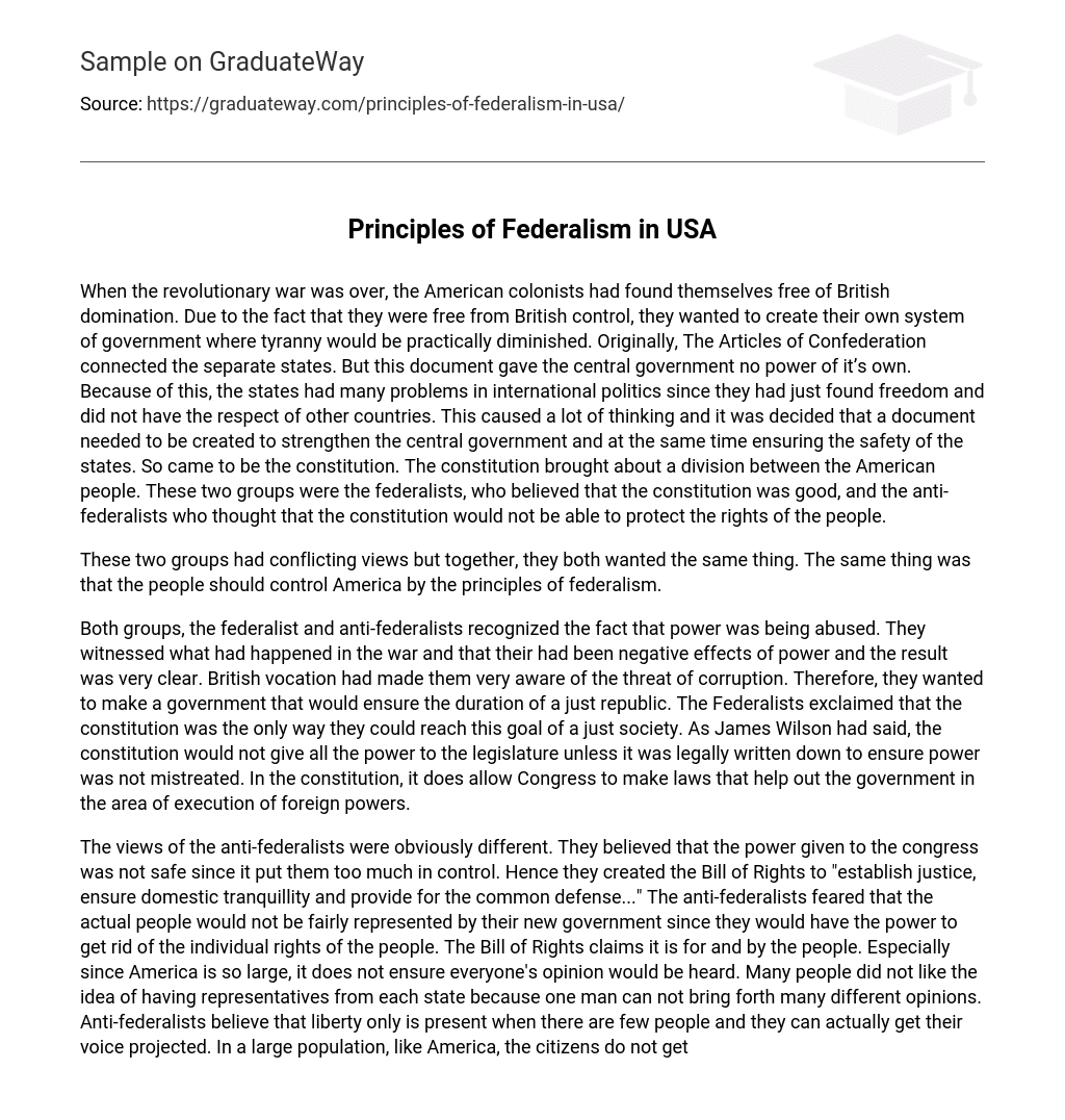 Principles of Federalism in USA