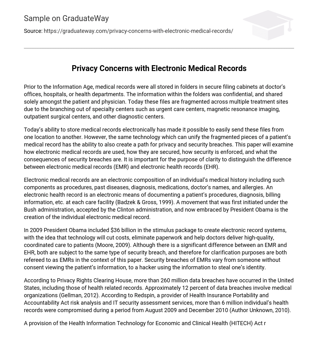 Privacy Concerns with Electronic Medical Records