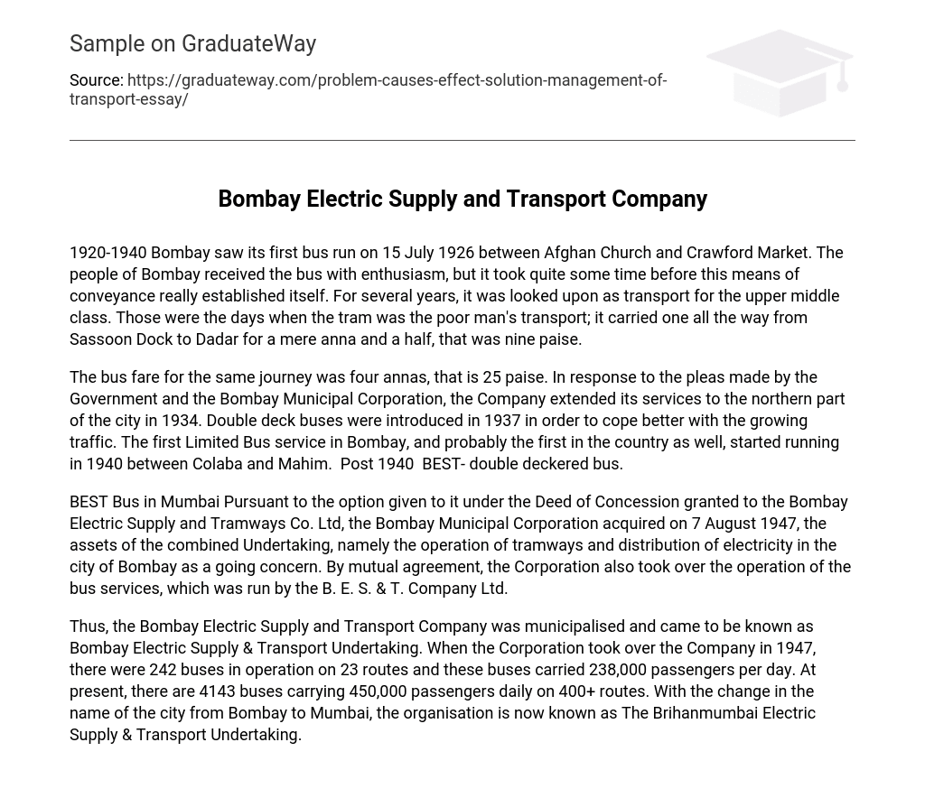 Bombay Electric Supply and Transport Company