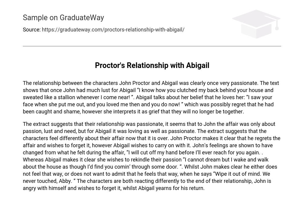 Proctor’s Relationship with Abigail