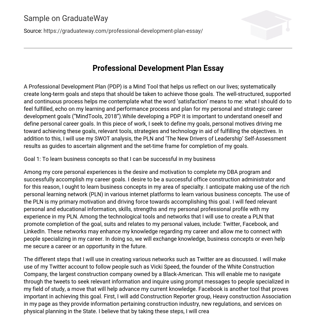 Professional Development Plan Essay