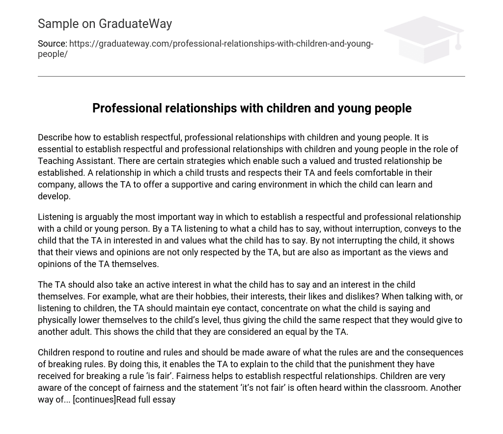 Professional relationships with children and young people