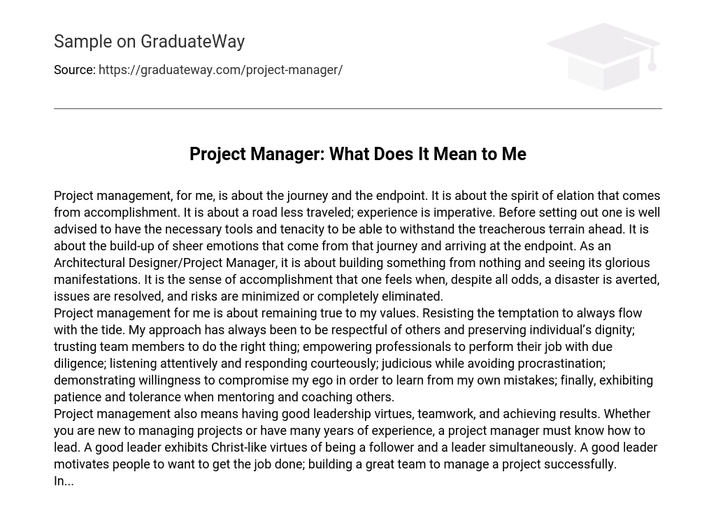 Project Manager: What Does  It Mean to Me