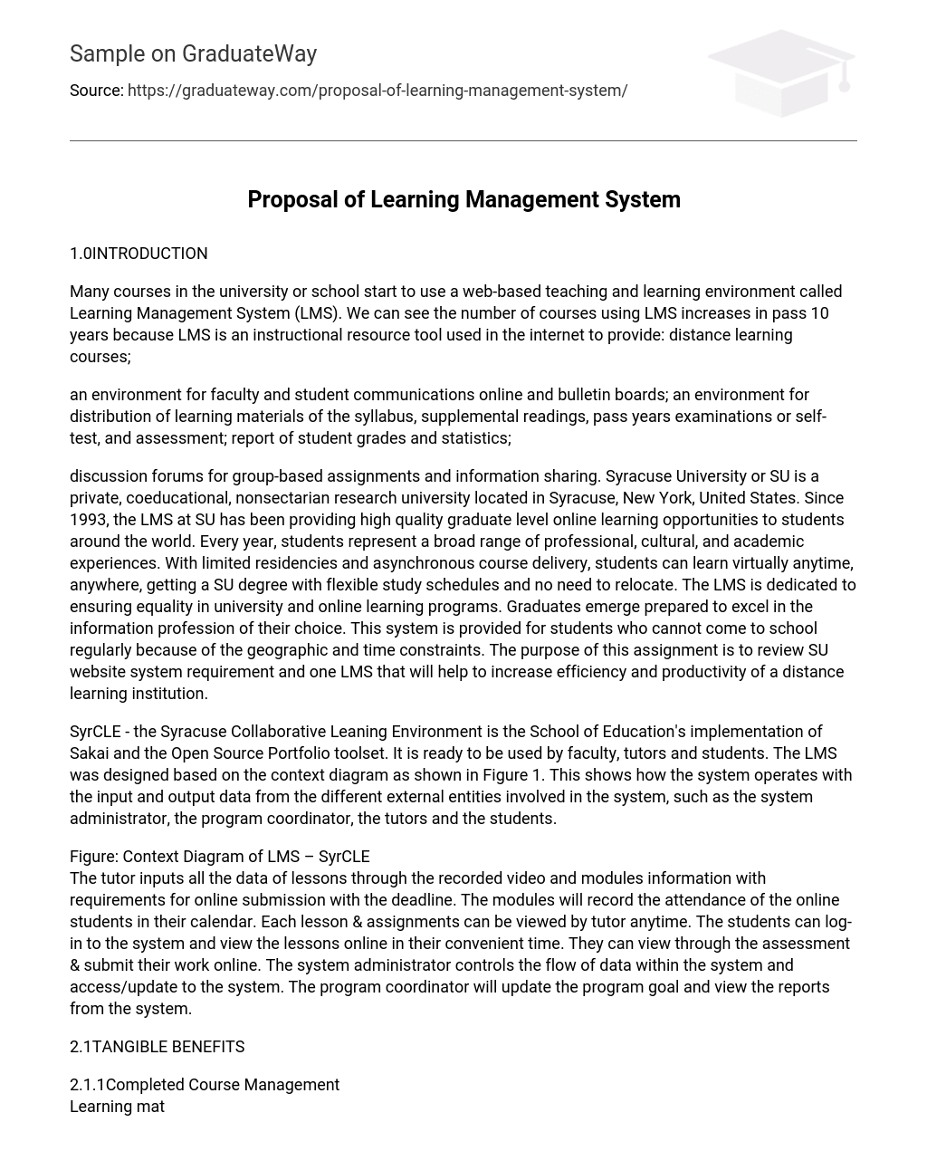 Proposal of Learning Management System