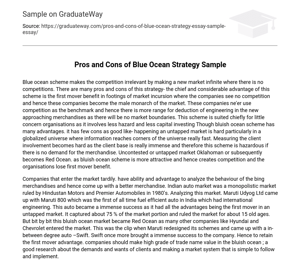 Pros and Cons of Blue Ocean Strategy Sample