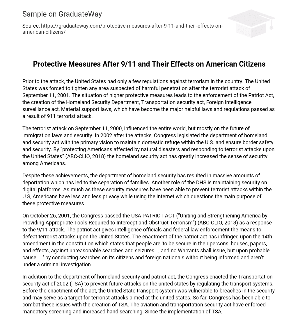 ⇉Protective Measures After 9/11 and Their Effects on American Citizens