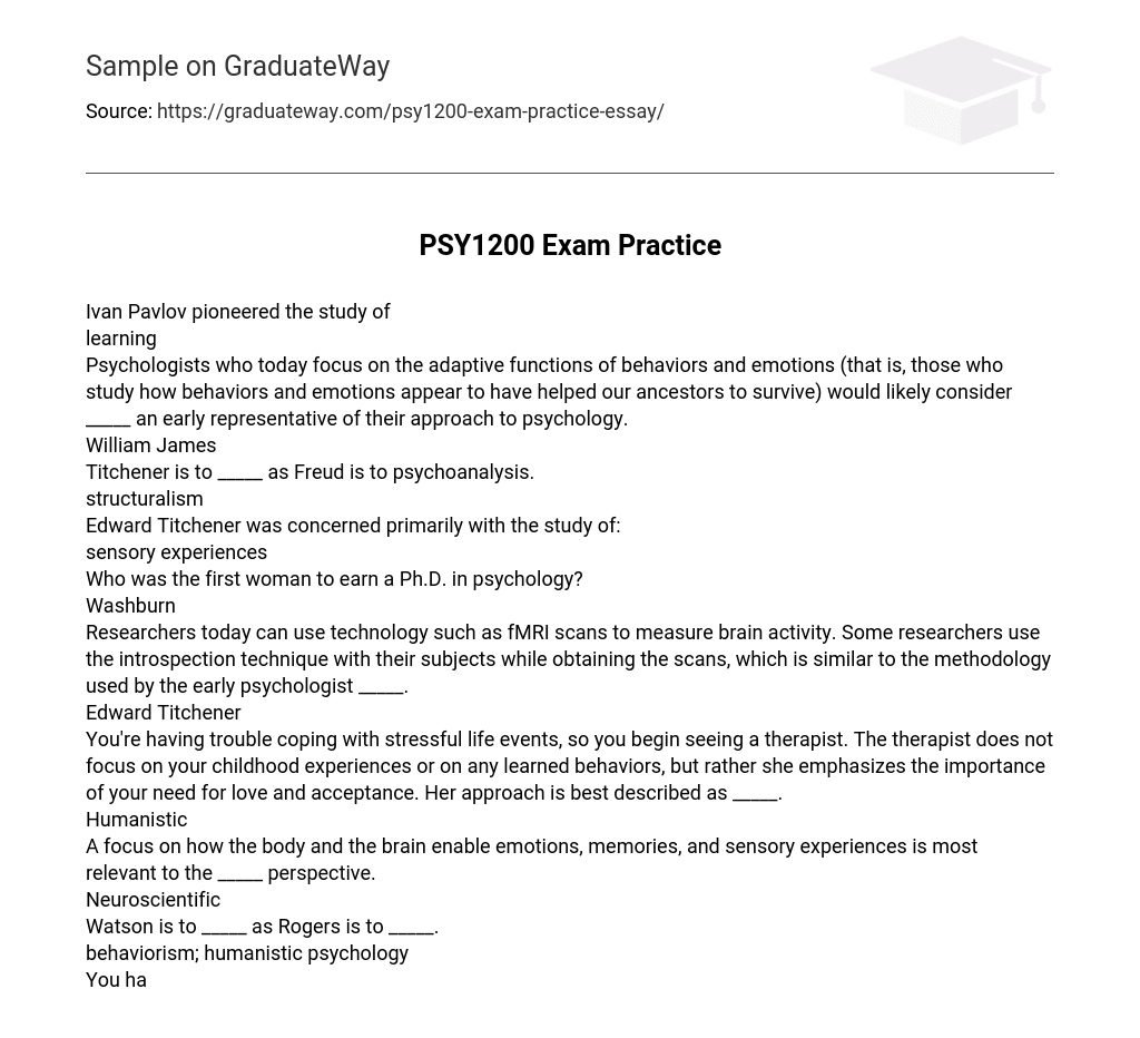 PSY1200 Exam Practice