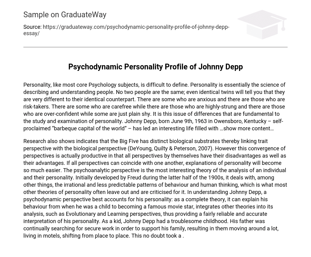 Psychodynamic Personality Profile of Johnny Depp