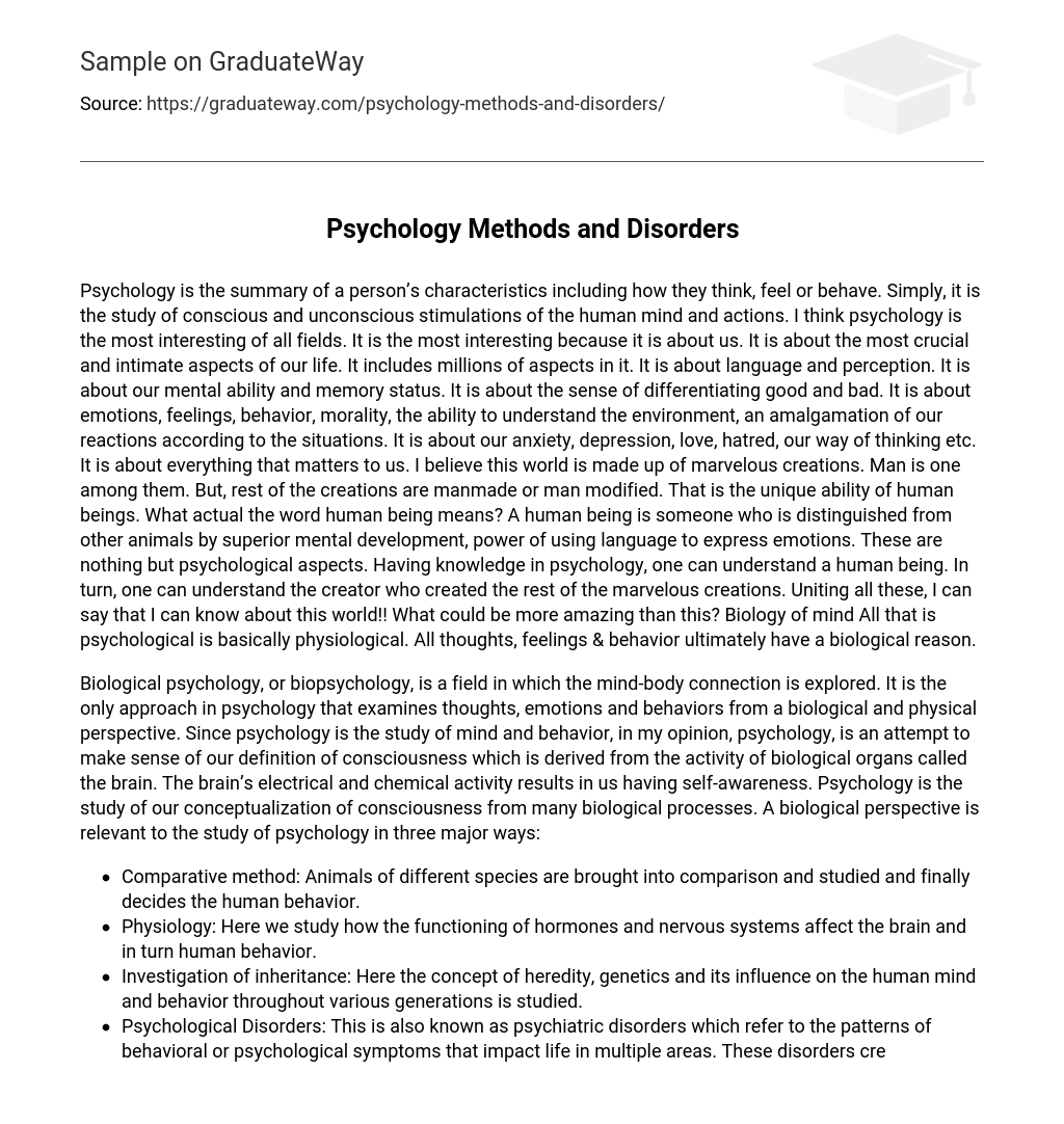 Psychology Methods and Disorders