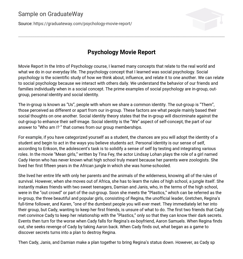 psychology movie assignment