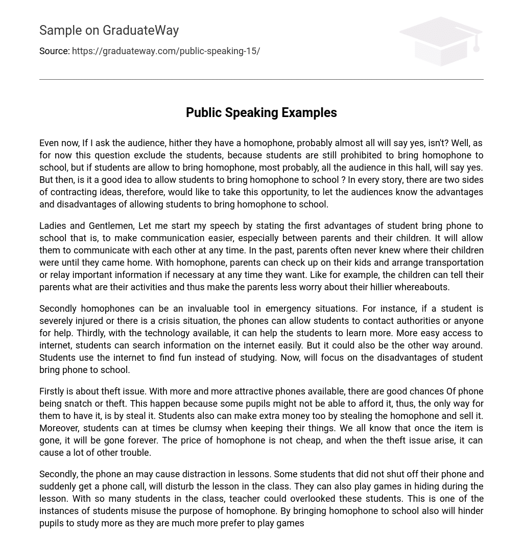 public speaking examples essay