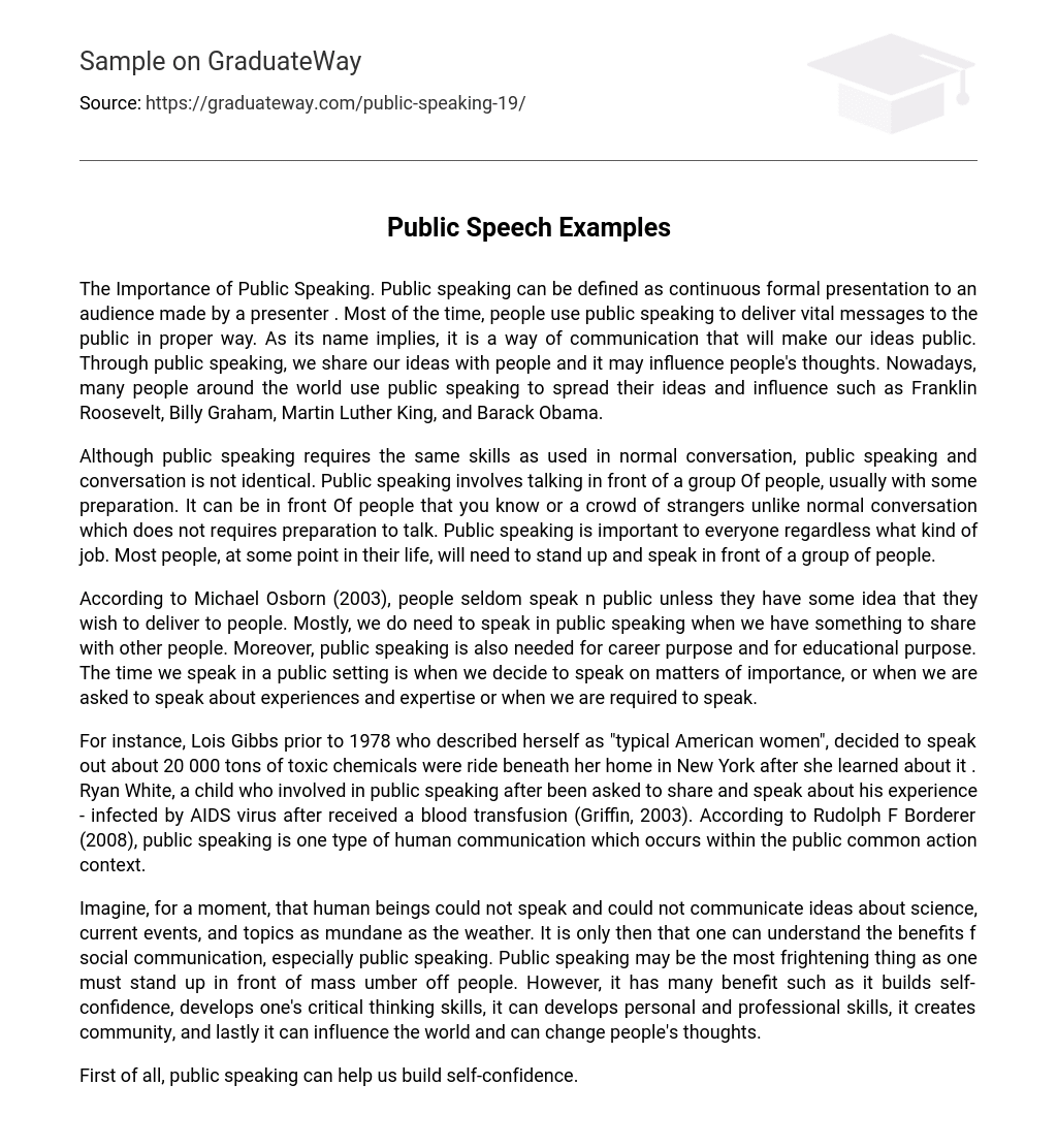 Public Speech Examples