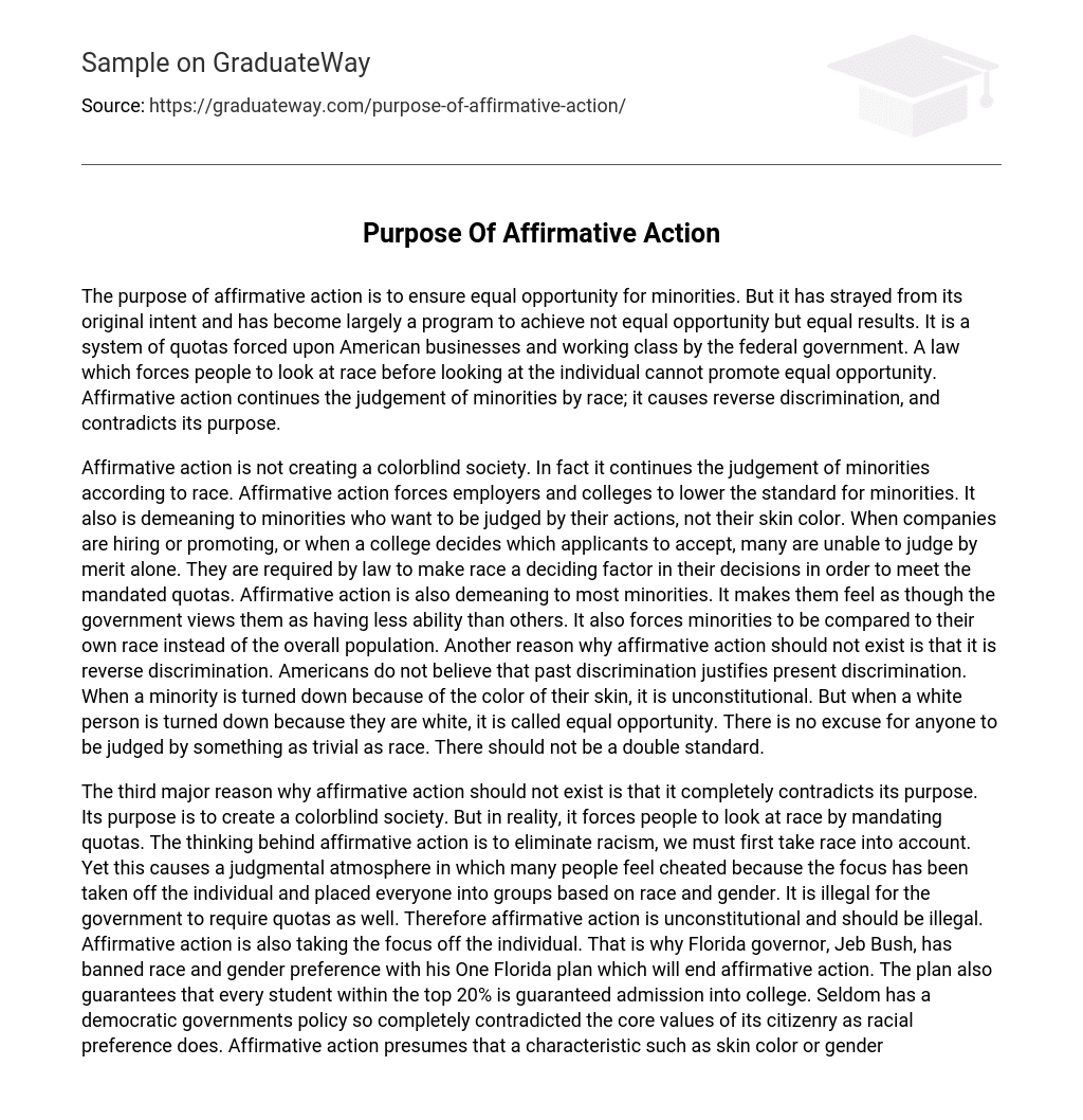 Purpose Of Affirmative Action