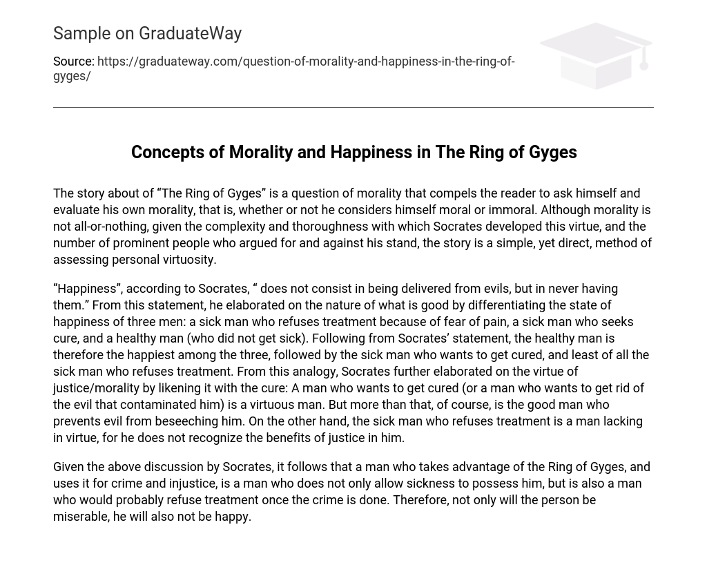 Concepts of Morality and Happiness in The Ring of Gyges