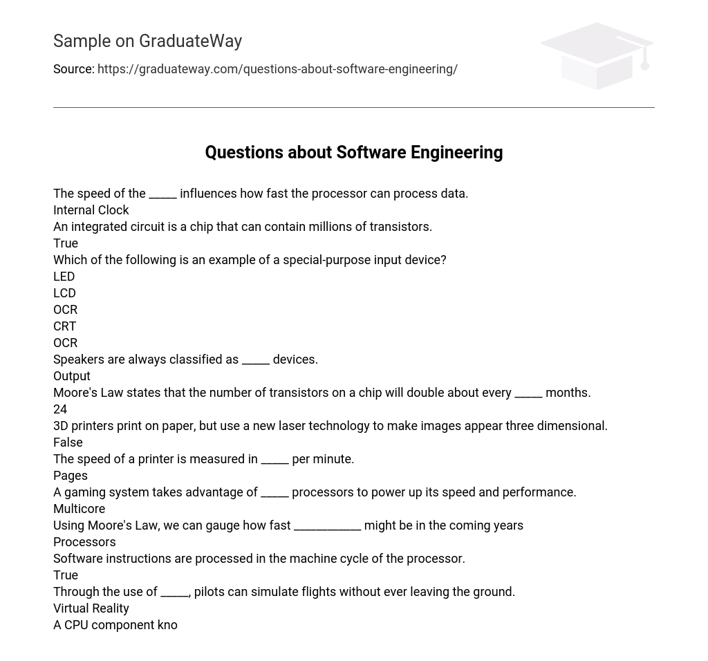 Questions about Software Engineering