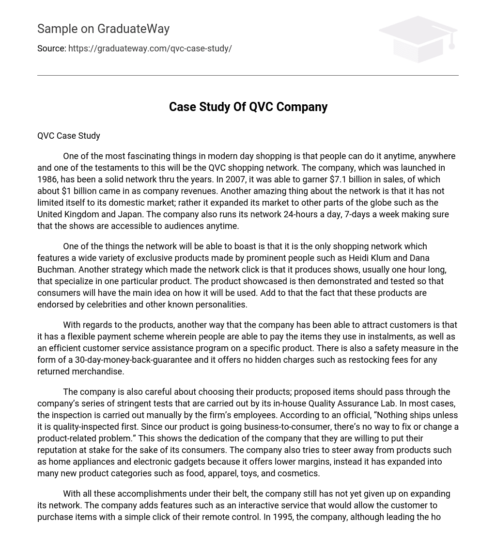 Case Study Of QVC Company