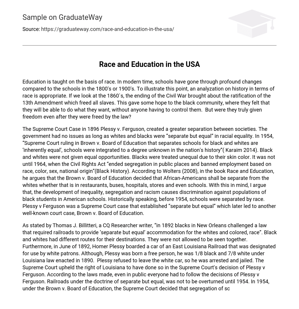 Race and Education in the USA