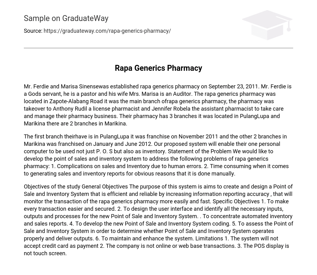 Rapa Generics Pharmacy