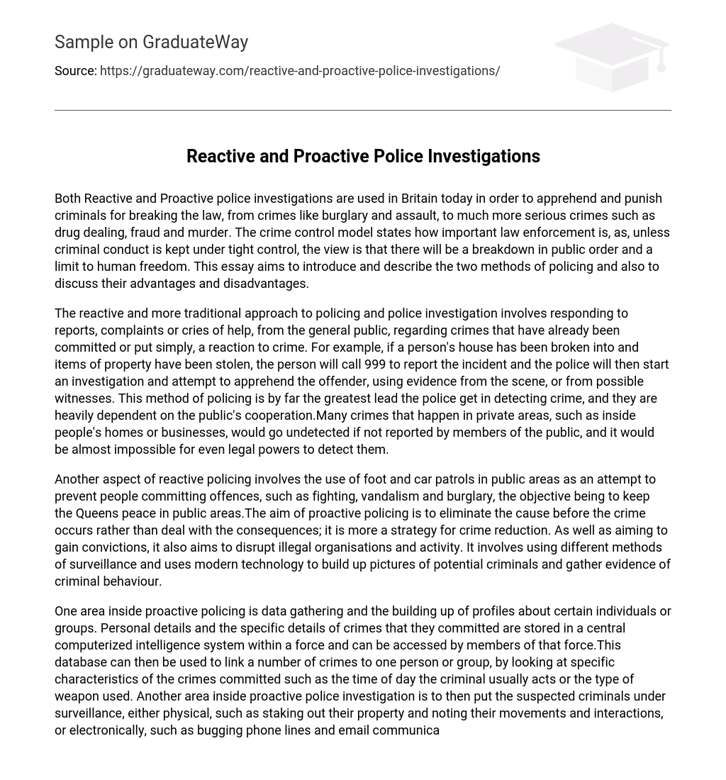 Reactive and Proactive Police Investigations