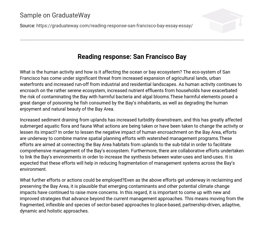 Reading response: San Francisco Bay