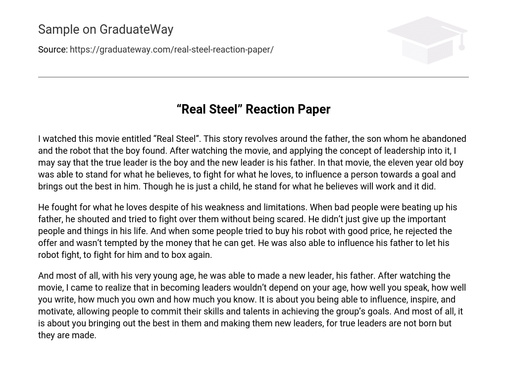 “Real Steel” Reaction Paper
