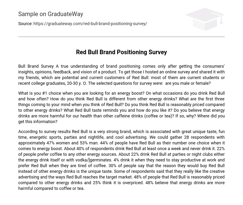 Red Bull Brand Positioning Survey Analysis