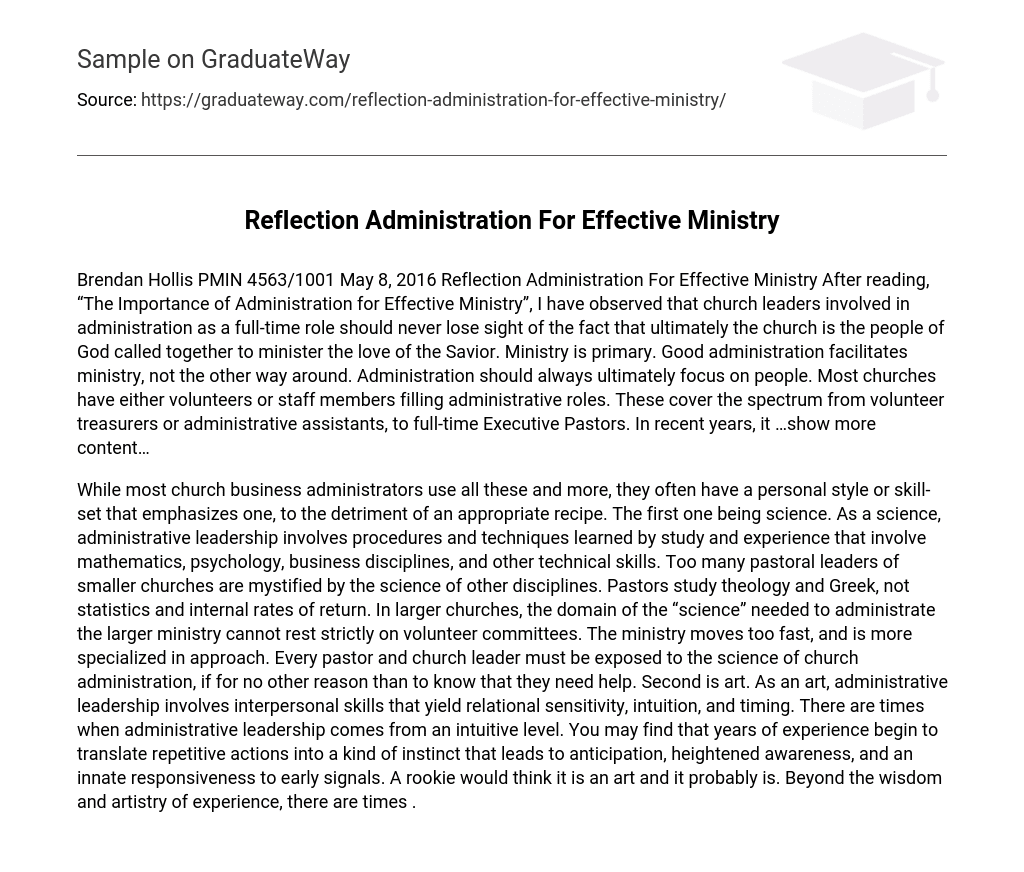 Reflection Administration For Effective Ministry