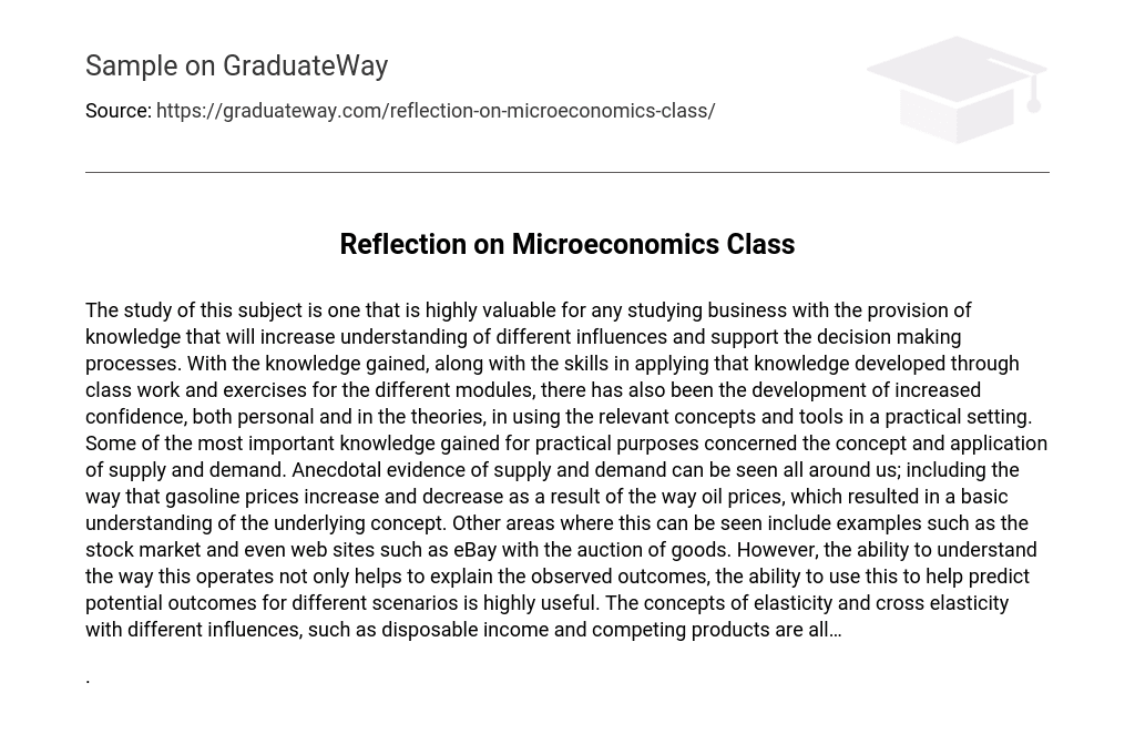 Reflection on Microeconomics Class