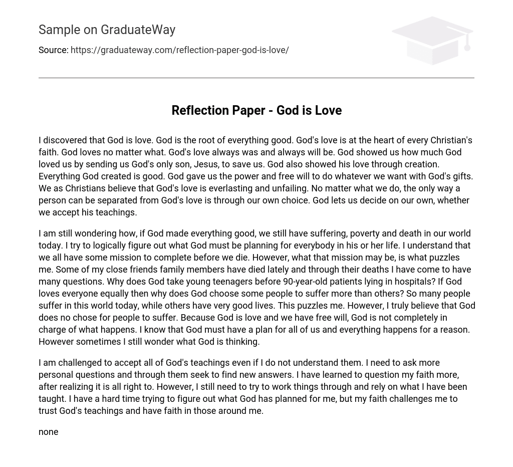 Reflection Paper – God is Love