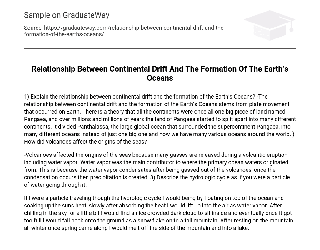 Relationship Between Continental Drift And The Formation Of The Earth’s Oceans