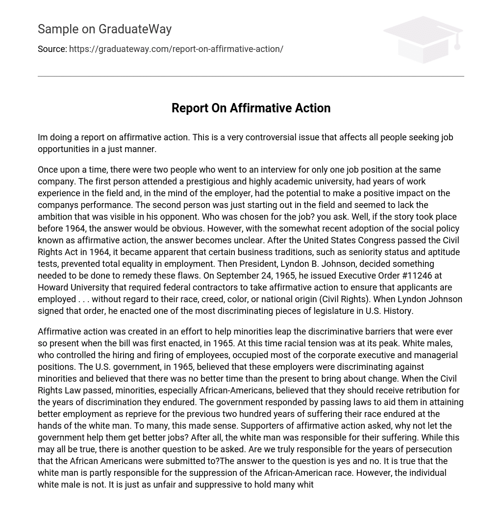 Report On Affirmative Action