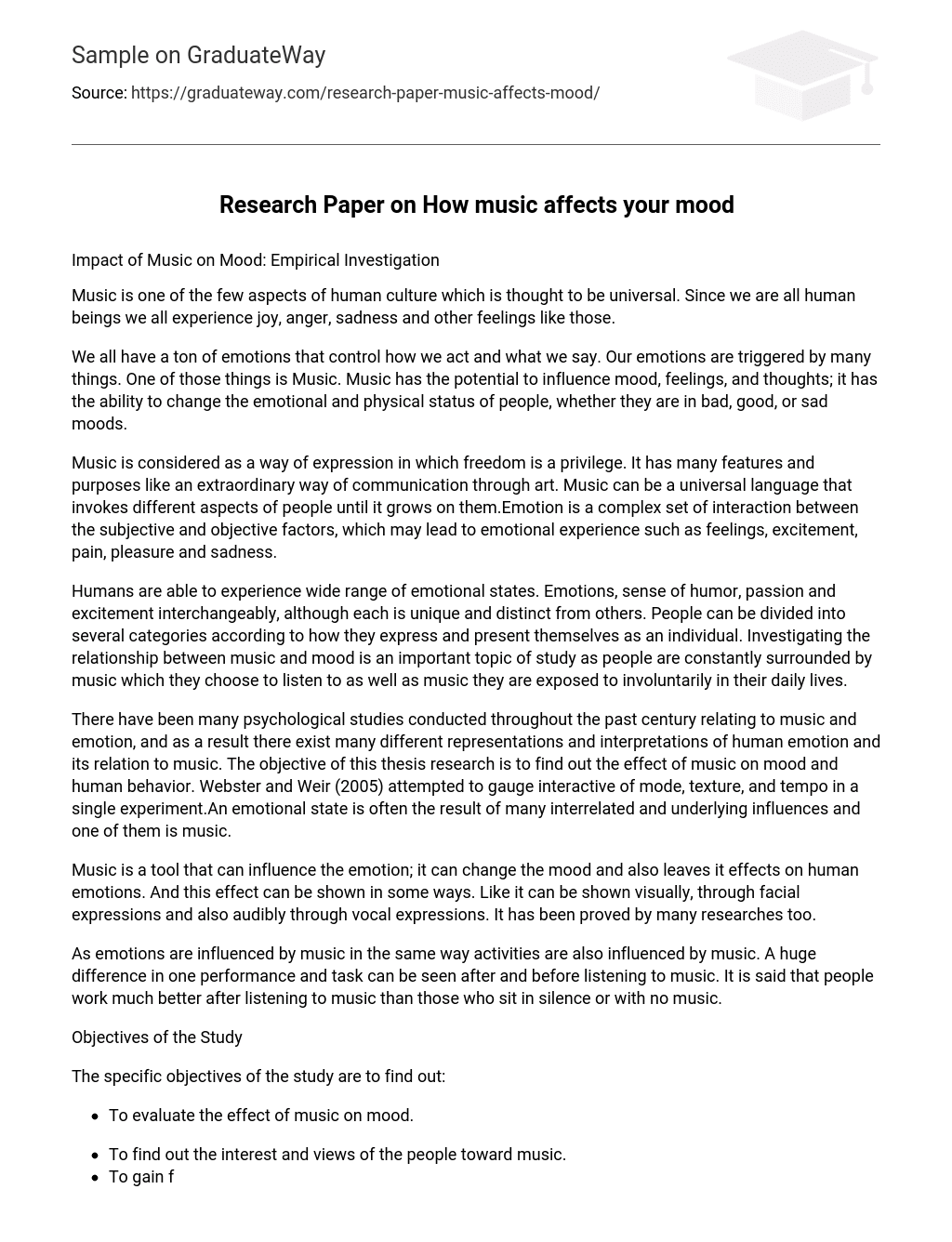 research paper on how music affects your mood