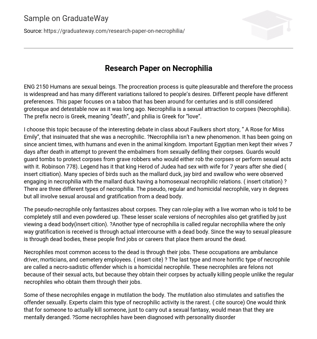 Research Paper on Necrophilia
