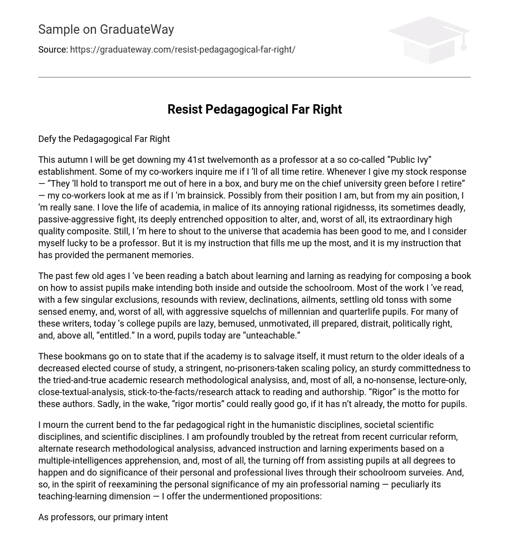 Resist Pedagagogical Far Right