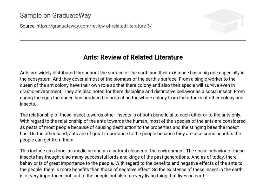 Ants: Review of Related Literature