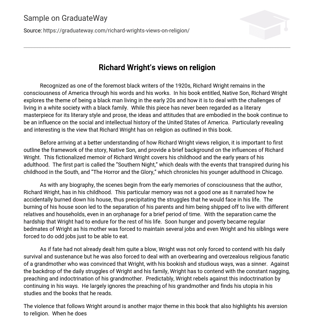 Richard Wright’s views on religion