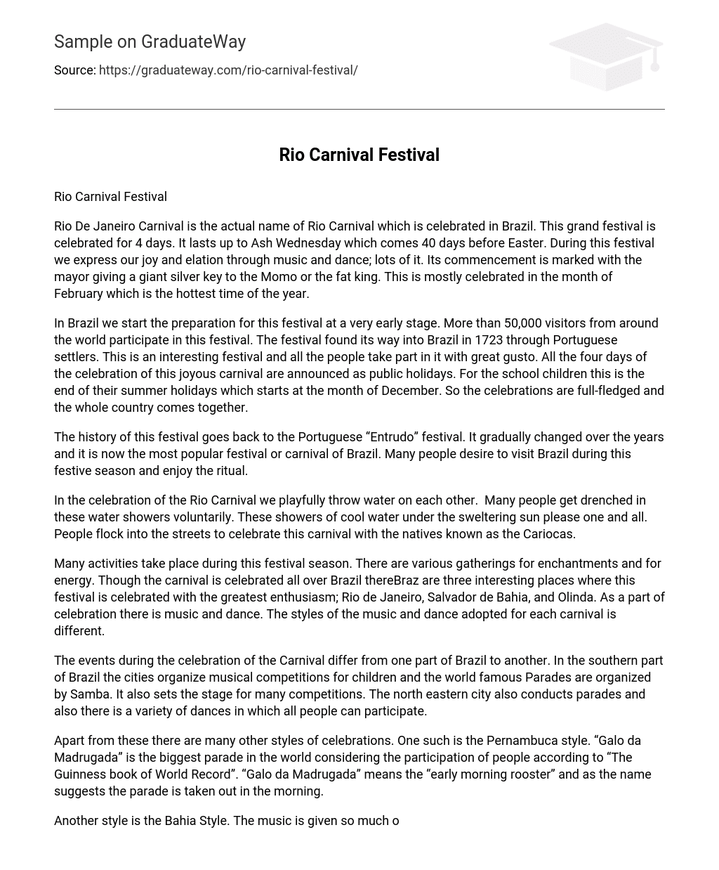 essay on my school carnival