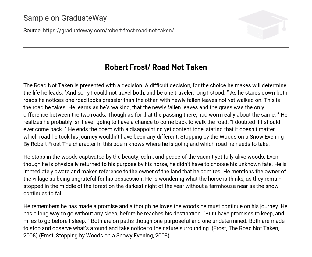 Robert Frost/ Road Not Taken