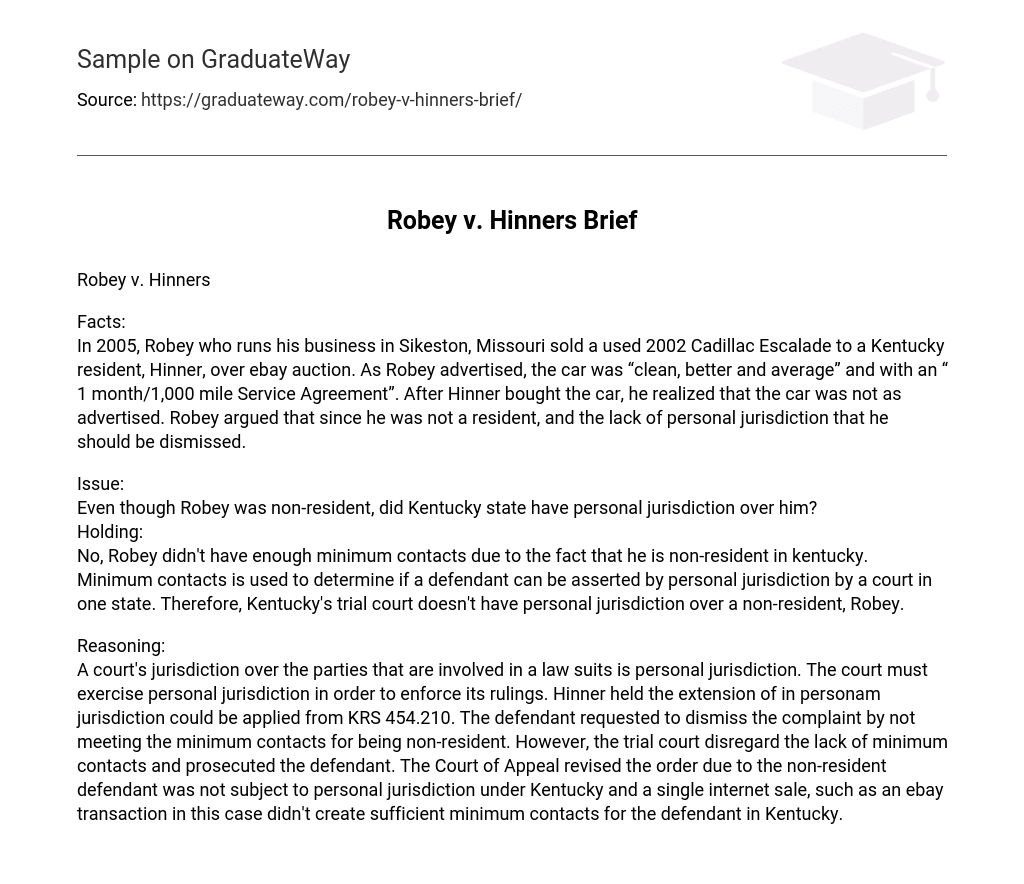 Robey v. Hinners Brief