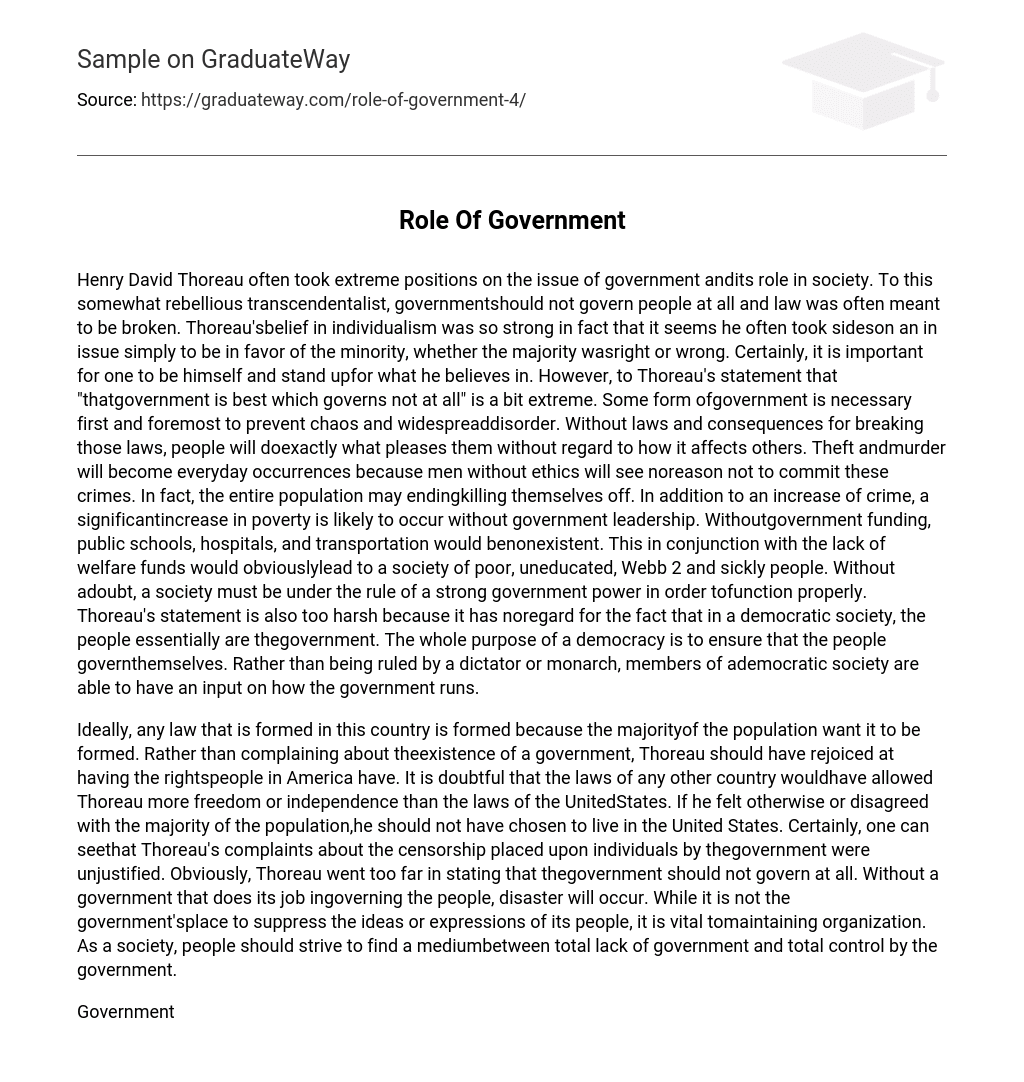 essay about government responsibility