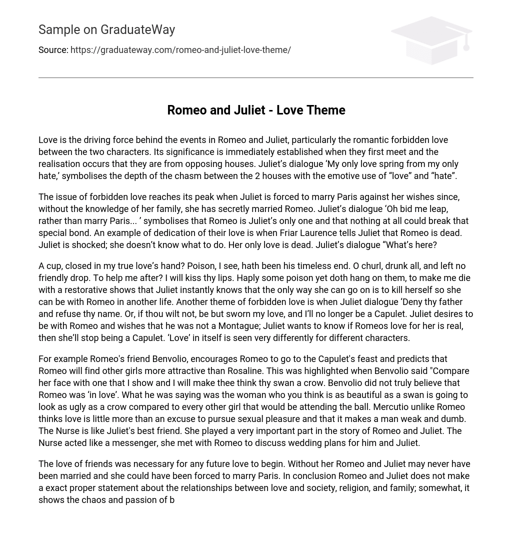 love theme in romeo and juliet essay