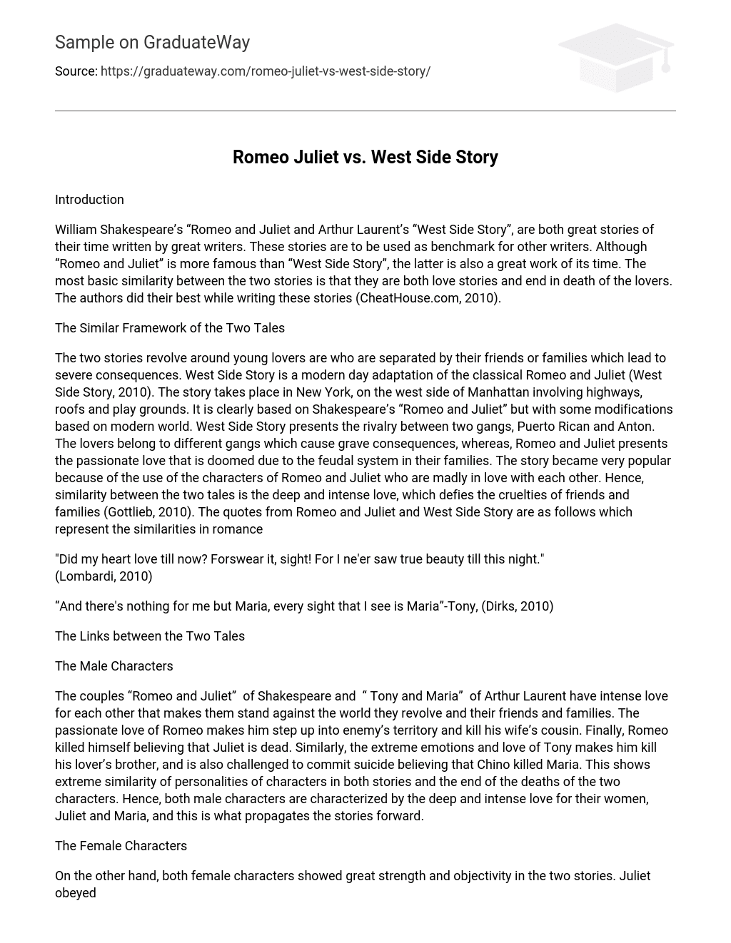 compare and contrast essay romeo and juliet to west side story