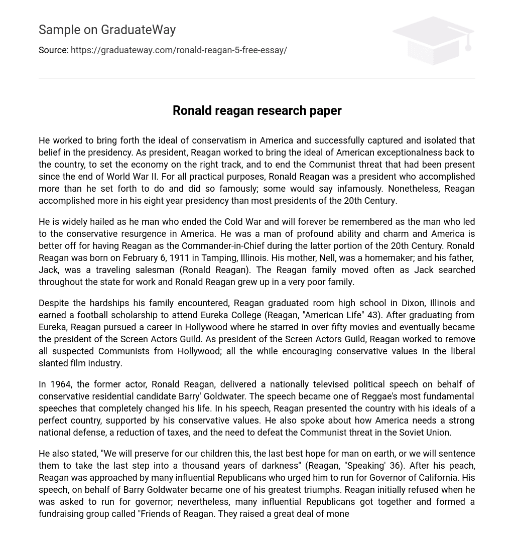 Ronald reagan research paper