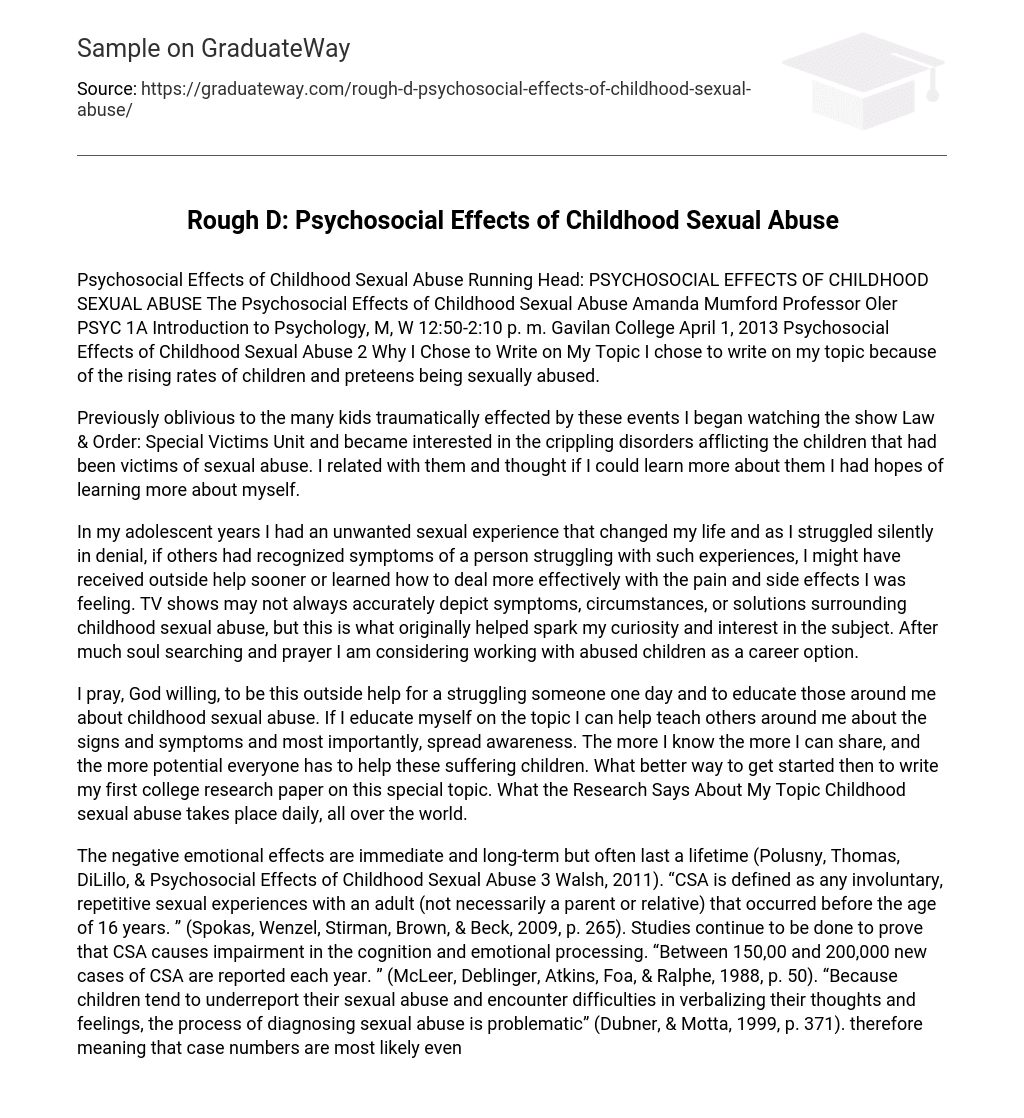 Rough D: Psychosocial Effects of Childhood Sexual Abuse