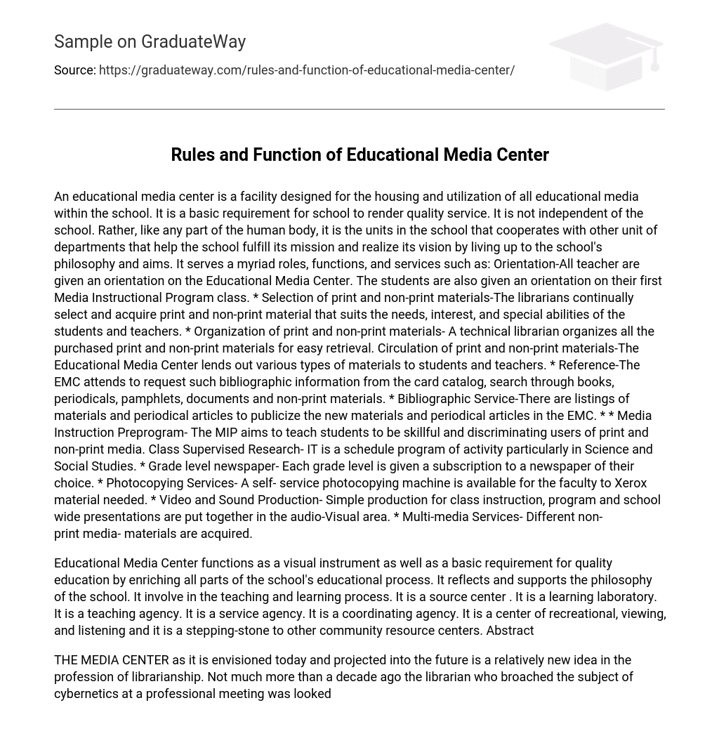 Rules and Function of Educational Media Center