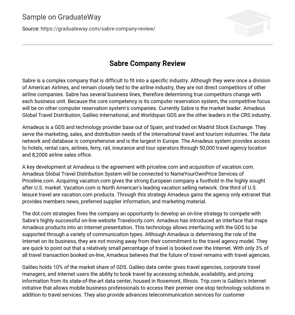 Sabre Company Review