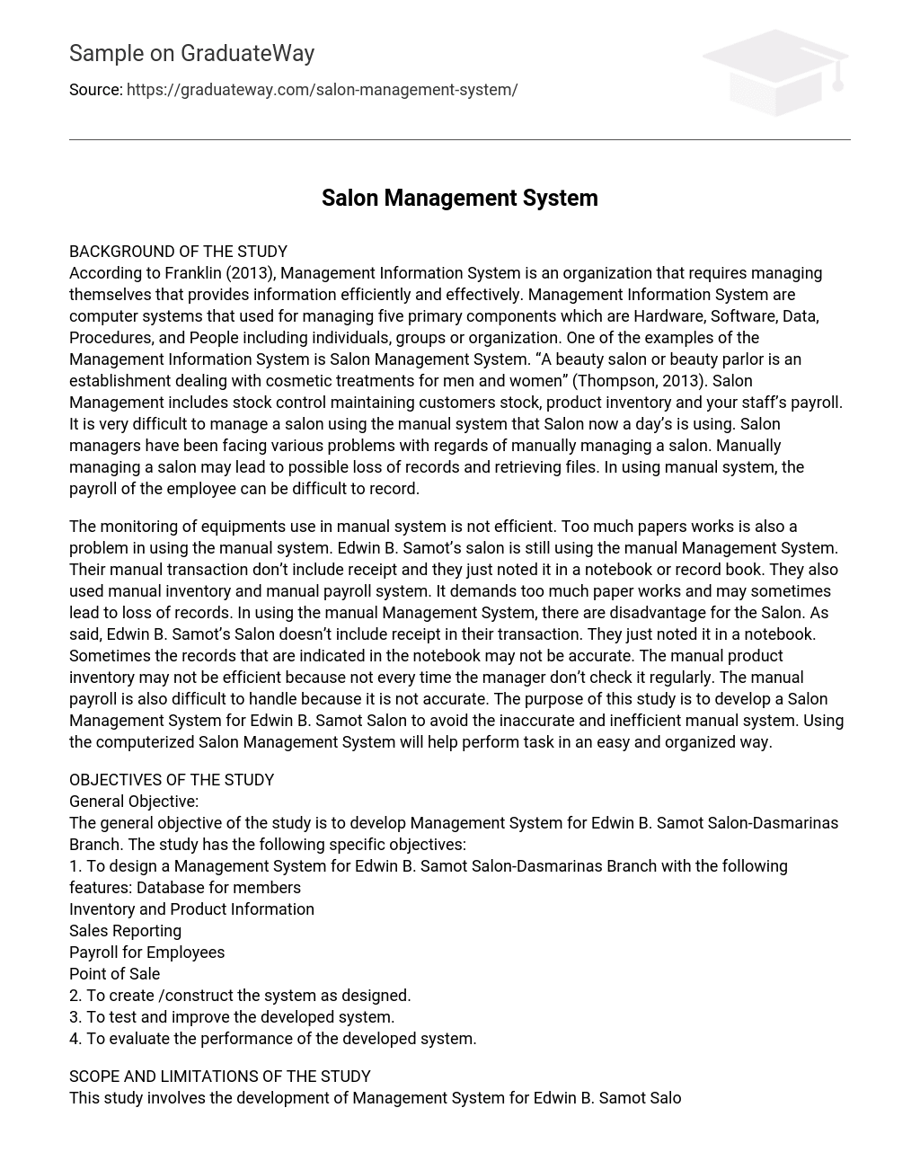 Salon Management System Research Paper