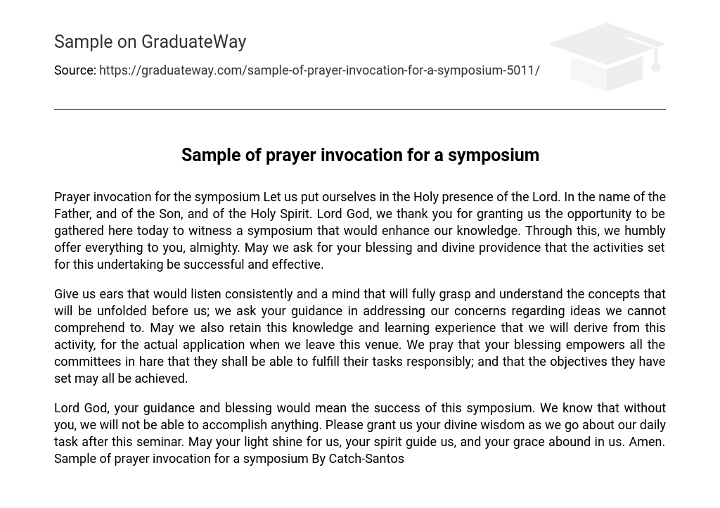 Sample of prayer invocation for a symposium